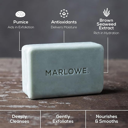 MARLOWE. No. 108 Lightly Exfoliating Soap Bar, 7oz (3 Bars) Polishing, Moisturizing & Cleansing Bar Soap for Men, Made with Natural Ingredients
