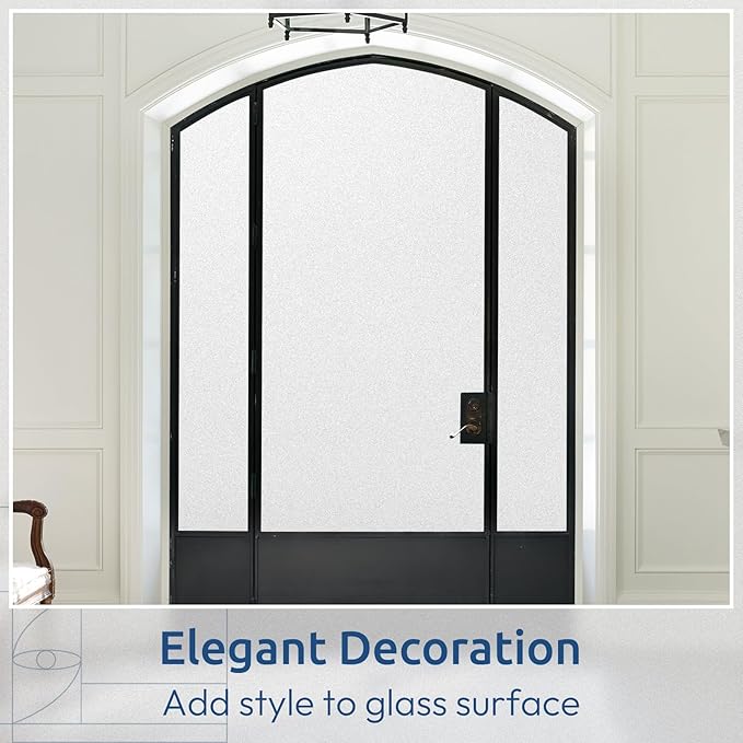 rabbitgoo Window Privacy Film, Non-Adhesive Frosted Glass Window Film for Bathroom, Static Cling Heat Blocking Stickers for Home Indoor Opaque Frosting Coverings House Tint, Matte White 11.8" x 118.1"