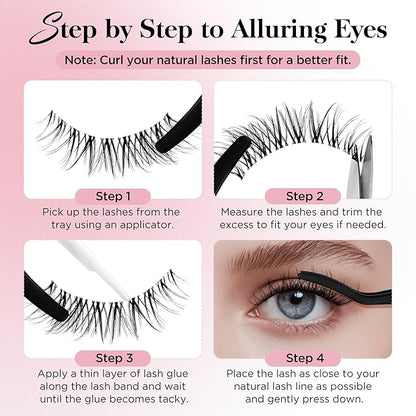 Bepholan False Eyelashes Natural Look Fake Eyelashes 3D Super Fluffy Eye Lashes Wispy Soft Band Easy to Apply 3 Pair Faux Mink Strip Lashes(M11)