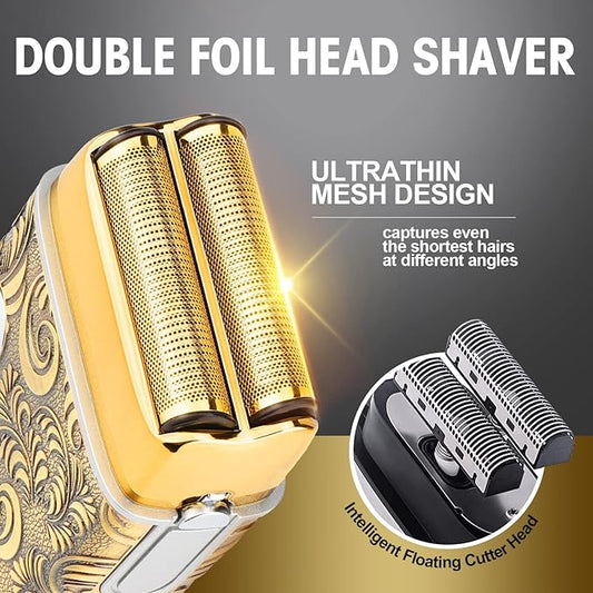 RESUXI Hair Clippers for Men & Electric Razor Shavers Set,Cordless Hair/Beard Trimmers Grooming Kit,Hair Liners Clippers for Hair Cutting Barbers Supplies,LCD Display 2 Foil Head