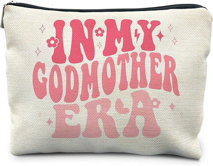 In My Godmother Era Makeup Bag, Godmother Mother's Day Gifts, Godmother Gifts from Godchild, Pink Godmother Makeup Bag Cosmetic Pouch