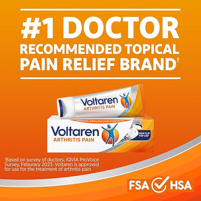 Voltaren Arthritis Pain Gel for Powerful Topical Arthritis Pain Relief with Diclofenac - NEW Easy Open Cap - 100 g x 2