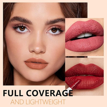 Nude Brown Dark Red Lipstick 3Pc Long Lasting Lipsticks for Women Pigmented Smudgeproof Transferproof Vegan Cruelty Free Lip Color, A61/50/48