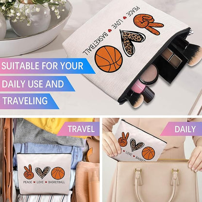 Basketball Gifts for Women - Cosmetic Bag Gifts for Players, Fans & Friends - Travel Makeup Pouch
