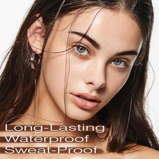 Eyebrow Stamp Stencil Kit - Long-Lasting Eyebrow Powder with Brush, Waterproof & Smudge-Proof Brow Shaping Kit with 24 Reusable Thin & Thick Eyebrow Stencils for Voluminous Brow (Medium Brown)