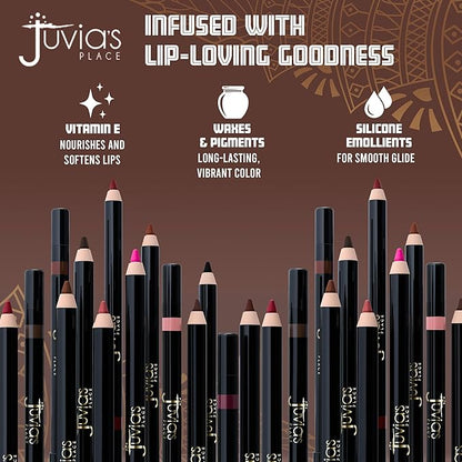 Juvia's Place Long Wear Lip Pencil – Espresso – Waterproof & Kiss-proof, Long Lasting Lip Liner, Smooth Makeup Application - Soft Matte Finish Base for Lipstick - 13 Hours of Wear for Everyday Use