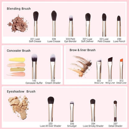 Jessup Professional Eye Makeup Brushes Set Natural-Synthetic 15pcs for Eyeshadow Blending Concealer Eyeliner Eyebrow, Zinfandel T284