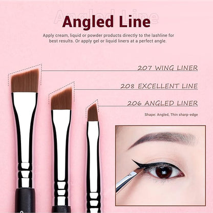 Jessup Eyeliner Brush Set, Professional Eye Liner Makeup Brushes 11pcs, Angled Flat Definer Ultra Fine Bent Pencil Point Eyeliner Brushes for Precision Liner, T324