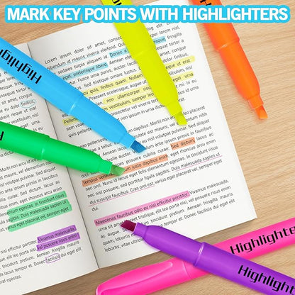 Highlighters, Chisel Tip Dry-Quickly Highlighter Markers, 216 Count-6 Assorted Colors Highlighters Bulk Pack for Adult Kids, Office Classroom Must Have, School Supplies for Teachers (2 Boxes of 108)