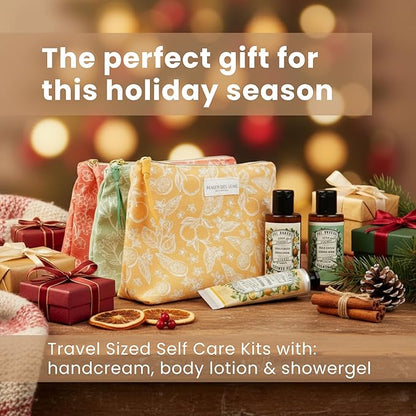 Panier des Sens - Travel Pouch Iris Gift Set - Shower Gel 3.3 fl oz + Body Lotion 3.3 fl oz + Hand Cream 1 fl oz - 97% Natural Ingredients - Made in France, Vegan Friendly Body Care
