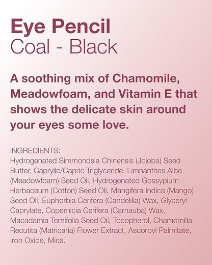 Mineral Fusion Eye Pencil (Black - Coal) - Eyeliner with Soothing Chamomile, Meadowfoam & Vitamin E - Smooth & Long Lasting, Hypoallergenic, Non-Irritating Eye Makeup