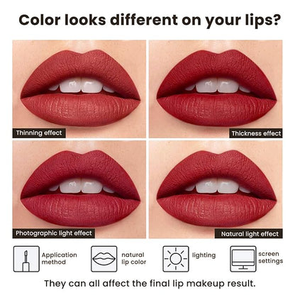 Deep Red Liquid Lipstick Matte Smudge Proof, Transfer Resistant Lip Color, Waterproof, Non-Transfer Formula (Bold Horizon)