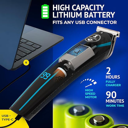 11-in-1 Men's Beard and Mustache Electric Trimmer Kit, Cordless Body and Nose Hair Razors, Set of Beard Clippers, USB Rechargeable Battery, Shaver for Men, Lifetime Self-Sharp Blades