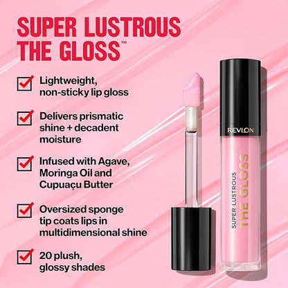 Revlon Super Lustrous Lip Gloss, Non-Sticky, Hydrating, High Shine Finish, 265 Black Cherry, 0.13 oz