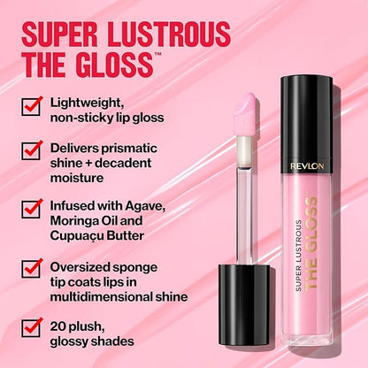 Revlon Super Lustrous Lip Gloss, Non-Sticky, Hydrating, High Shine Finish, 306 Taupe Luster, 0.13 oz