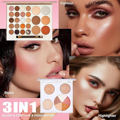 All in One Makeup Kit, Makeup Kit for Women Full Kit, Make Up Gift Set for Women, Makeup Essential Bundle Includes Foundation Eyeshadow Palette Concealer Lipstick Eyeliner Mascara Cosmetic Brush Set