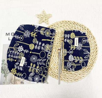 2 Pcs Makeup Bags, Large Cosmetic Bag Travel Toiletry Bag Organizer for Women, Embroidery Craft, Floral Makeup Bag Small Cosmetic Pouch Purse with Zipper, Gifts for Girls Teen (Blue-tree)