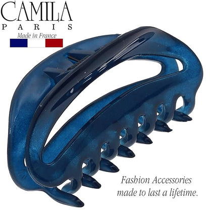 Camila Paris CP3081 French Hair Clip for Women, Blue, Girls Hair Claw Clip Jaw Fashion Durable and Styling Hair Accessories for Women, Luxury Ladies Strong Hold No Slip Grip Clamp, Made in France