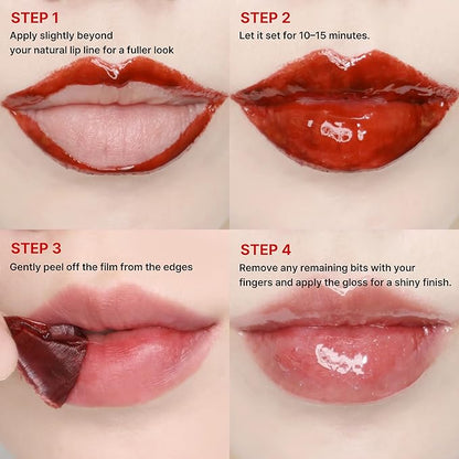 Peel Off Waterproof Lip Tattoo 6g - 24h Long Lasting Korean Lip Stain, Transfer Proof Matte Blush Red with plumping effect (Blush Red)