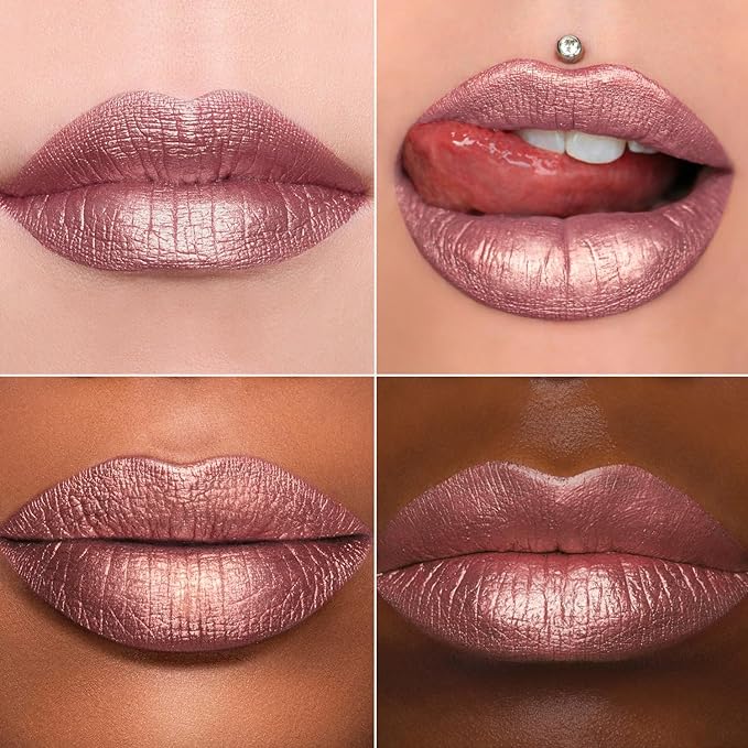 MAKI YIKA 3Pc Metallic Lipstick Long Lasting Nude Pink Red Glitter Lipsticks High Shine Lipstick No Smudge No Transfer Liquid Lip Gloss (Nude/Pink/Red)