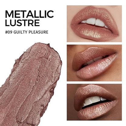Anglicolor Glitter Brown Lipstick,High Impact Lipcolor,Lightweight Hydrating Formula Smooth and Non-Sticky,Metallic Lipstick For Women,Full-Coverage Lip Color (09 GUILTY PLEASURE, 4g)