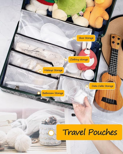 SUNEE Plastic Pencil Pouch 4.6x9.2 in (Black, 18 Packs), Small Storage Bags, Plastic Zip File Bags, for School Office Travel Storage
