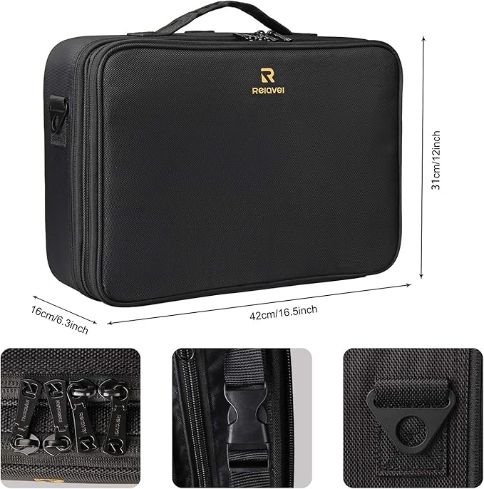 MONSTINA Rolling Makeup Train Case with Large Makeup Travel Train Case and 4 Portbale Cosmestic Bag,Makeup Case for Hairstylist,Makeup Artist Trolley Travel Makeup Case(Black)