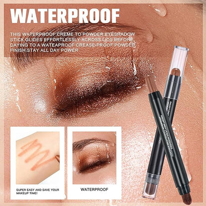 Light Copper Shimmer Dual Ended Eyeshadow Stick 12 Colors Matte and Shimmer Waterproof Long Lasting Creamy Eyeshadow Pencil for Smokey Eye Natural Everyday Makeup
