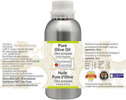 Greenwood Essential Pure Olive Oil (Olea europaea) Cold Pressed 630ml (21 oz)