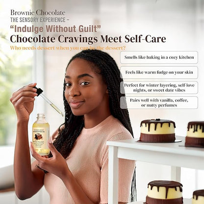 Brownie Chocolate Body Oil - Moisturizing Sweet Body Oil for Soft, Glowing, Radiant Skin (4 fl oz)