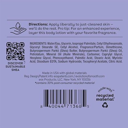 eos Shea Better Body Lotion Vanilla Cashmere, 24-Hour Moisture Skin Care, Lightweight & Non-Greasy, Natural Shea, Vegan, Vanilla Body Lotion, 16 fl oz