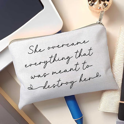 She Over Came Everything That Was Sent To Destroy Her Makeup Bag Women Empowerment Gift To Girl Boss Strong Women Female Empowerment Gift