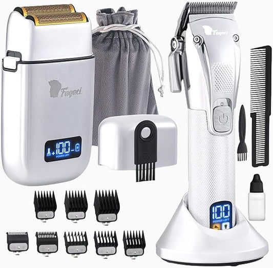 Fagaci Professional Hair Clippers for Barbers with Precise Cutting, 5 Speeds Double Foil Shavers for Men, Turbo Power Cordless Hair Clippers, Clean Shaving Foil Razor, Clippers for Hair Cutting