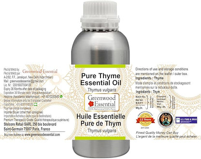 Greenwood Essential Thyme Essential Oil (Thymus vulgaris) Steam Distilled 630ml (21.3 oz)