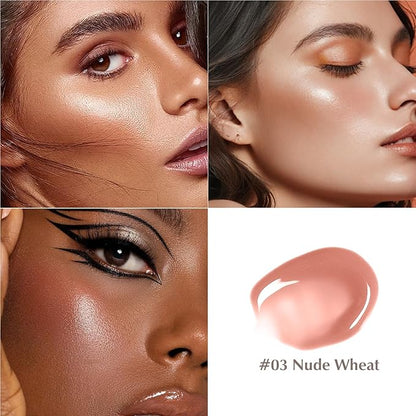 Nude Wheat Blush Stick, Glowing Cream Blush Makeup Multi-Use for Cheeks Lips Body, Hydrating Natural Lightweight Iluminadores De Maquillaje Buildable Watercolor Face Balm Highlighter Stick