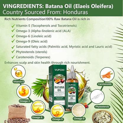 5-in-1 Batana Oil for Hair Growth | Liquid Blend with Rosemary, Pumpkin, Tea Tree, Castor Oil - 180mL (6.3 fl.oz)