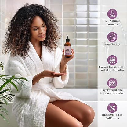 Lavender After-Shower Moisturizing Body Oil with Fractionated Coconut Oil, Vitamin E, Radiant Looking Glow and Skin Hydration, Instant Absorption, Body, After-Shower oil, 4 Ounces