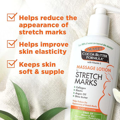 Palmer's Stretch Mark Care Body Lotion + Body Oil Bundle, Cocoa Butter Formula with Vitamin E Skin Care for Pregnant Women, Includes 1 Massage Oil (5.1 fl oz) and 1 Massage Lotion (8.5 fl oz)