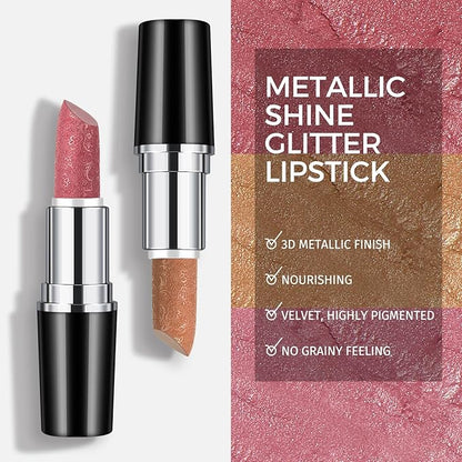 Anglicolor Glitter Pink Lipstick,High Impact Lipcolor,Lightweight Hydrating Formula Smooth and Non-Sticky,Metallic Lipstick For Women,Full-Coverage Lip Color (11 HIP & HIPPIE, 4g)