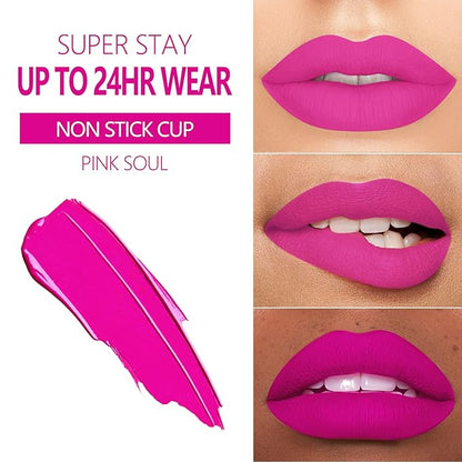 MAKI YIKA 3Pcs Matte Liquid Lipstick Set, Purple Plum Pink Lipstick Long Lasting Smudge Proof Non Transfer Lip Makeup (Purple+Plum+Pink)