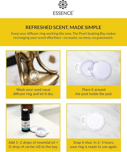 Essence Pearl Travel Case - Wearable Aromatherapy Kit with Nasal Diffuser Rings, Soaking Bay, and 5mL Essential Oil – Portable Wellness Gift Set for On?The?Go Self Care
