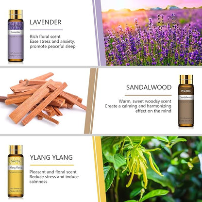 PHATOIL 9PCS Essential Oils Gift Set, 10ml/0.33fl.oz Scented Oils for Soap, Candle Making, Premium Quality Essential Oils for Diffuser, Humidifier, Massage