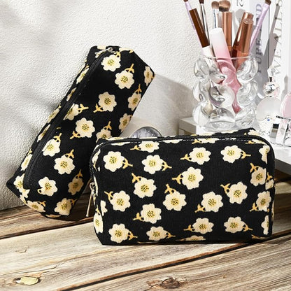 SOIDRAM Floral Cosmetic Bag - Large Capacity Makeup Bag and Brush Storage Travel Organizer