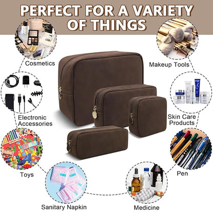 Waterproof Mini Makeup Bag for Purse,Small Cosmetic Pouch Suede Travel Toiletry Organizers Bag for Women Girls,Cute Zipper Preppy Coin Purse Sanitary Napkin Storage Bag for Work(Mini-Coffee)