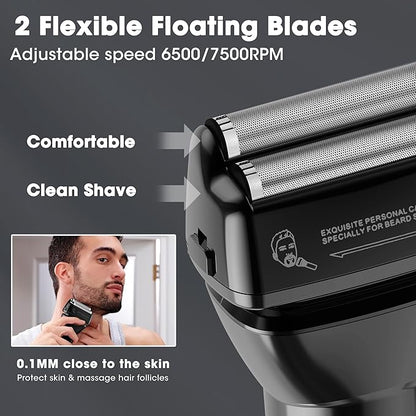 Karrte Professional Hair Clippers and Trimmer Set for Men, T-Shaper Trimmer & Foil Shaver, Nose & Ear Hair Trimmer, Cordless Clippers and Grooming Set, Hair Cutting Kit with LED Display Black