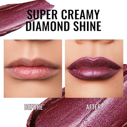 Oulac Shimmer Purple Lipstick for Women, Infinity High Shine Finish, Hydrating Lip Color Infused with Damask Rose Oil for All-Day Comfort, Gluten-Free Vegan Beauty, D05 Wildfire