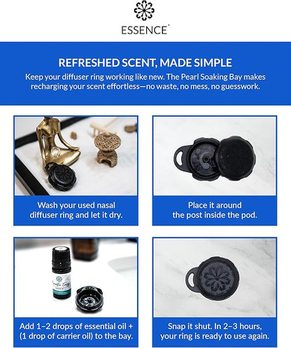 Essence Pearl Travel Case - Wearable Aromatherapy Kit with Nasal Diffuser Rings, Soaking Bay, and 5mL Essential Oil – Portable Wellness Gift Set for On?The?Go Self Care