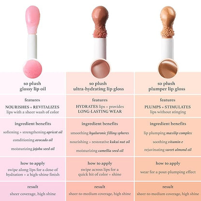 Julep So Plush Glossy Lip Oil – Hydrating Lip Tint with Apricot, Avocado & Jojoba Oils – Non-Sticky Shine, Moisturizing Lip Gloss for Soft, Nourished Lips – Vegan & Cruelty-Free (05 Fresh Peach)