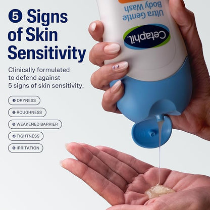 Cetaphil Ultra Gentle Refreshing Body Wash, For Dry to Normal, Sensitive Skin, 16.9oz, with Aloe Vera, Calendula, Vitamin B5, Hypoallergenic, Fragrance Free, Dermatologist Tested (Pack of 2)