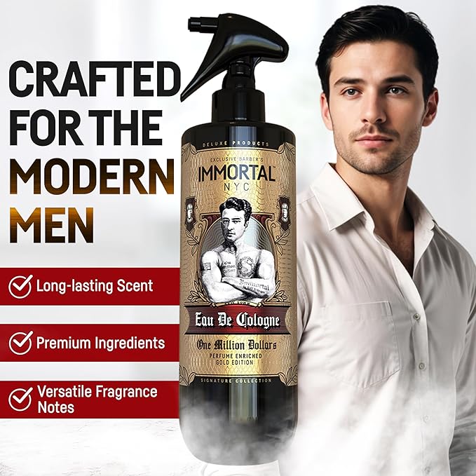 One Million Dollars After Shave Spray Body/Face 17oz. Premier Men's Cologne, - Exclusive Barbers - Softens Skin - Refreshes/disinfects and Relieves Face and Skin - Moisturizing Formula After Shaving